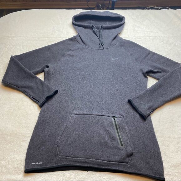 Nike Hypernatural Dark Gray Funnel Neck Hooded Fleece Pullover Size XL - Picture 1 of 13